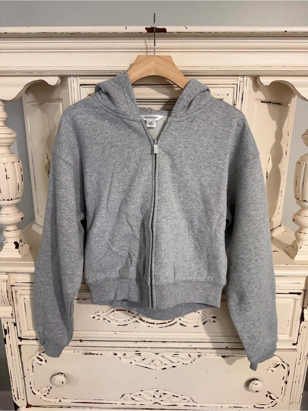 Pure & Simple•Grey Mix Zip Hoodie•Size P/S•NWT